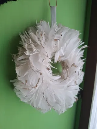 Ghirlanda Piume Bianco Oro