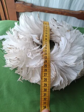 Ghirlanda Piume Bianco Oro