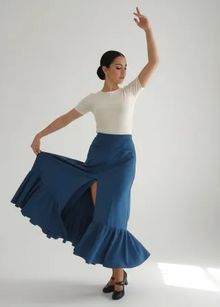 Falda larga flamenca azul
