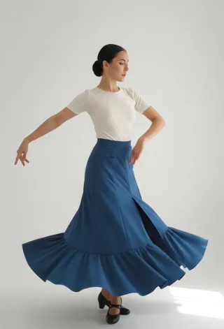 Falda larga flamenca azul