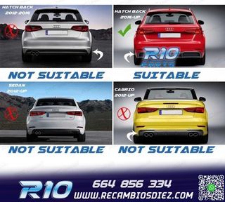 DIFUSOR AUDI A3 8V 16-20 LOOK RS3 + COLAS ESCAPE
