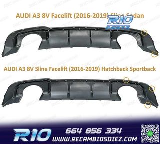 DIFUSOR AUDI A3 8V 16-20 LOOK RS3 + COLAS ESCAPE