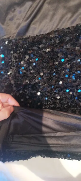 Top Mango Negro Lentejuelas Talla M