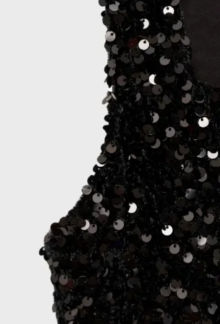 Top Mango Negro Lentejuelas Talla M