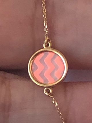 Pulsera oro 750 nácar chevron rosa