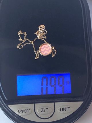 Pulsera oro 750 nácar chevron rosa