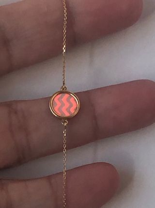 Pulsera oro 750 nácar chevron rosa