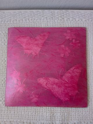 Piatto vetro decoupage farfalle fiori