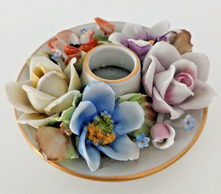 Portacandele Fiori Ceramica