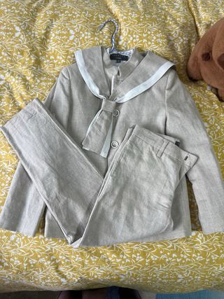 Traje comunión niño beige talla 8 lino.coconut