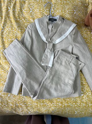 Traje comunión niño beige talla 8 lino.coconut