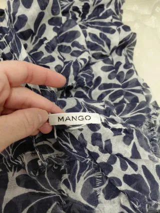 Pañuelo estampado Mango azul y blanco