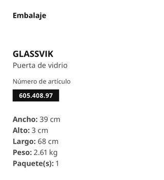 Puerta de vidrio GLASSVIK IKEA 60 × 38 cm