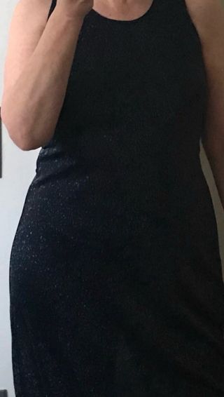 Vestido fiesta azul plateado