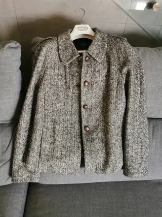 Chaqueta tweed gris