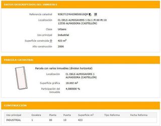 Nave industrial en venta en Les Boqueres-Zona norte en Almazora/Almassora