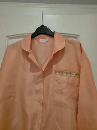 Pigiama Seta Rosa con Pizzo