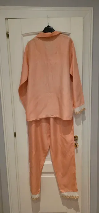 Pigiama Seta Rosa con Pizzo