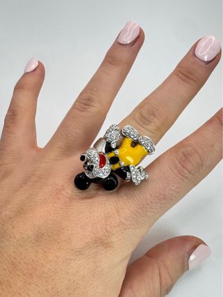 Anello Topolino Disney Argento Zirconi Smalto