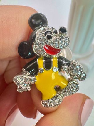 Anello Topolino Disney Argento Zirconi Smalto