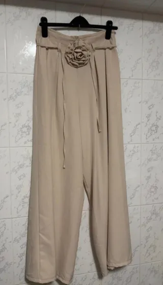 Pantalón Palazzo Talla Única Beige