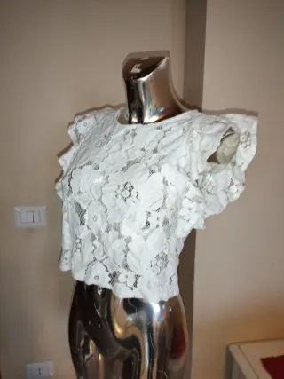 Top Zara bianco pizzo S
