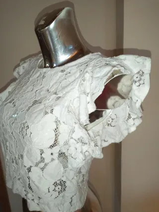 Top Zara bianco pizzo S