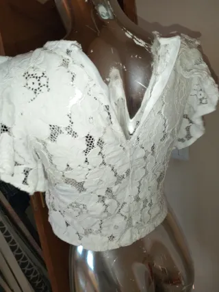 Top Zara bianco pizzo S