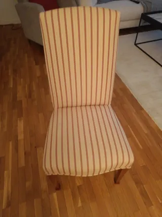 Mesa comedor cristal y 6 sillas tela