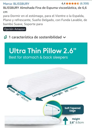 Almohada BLISSBURY Espuma Viscoelástica Fina