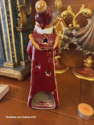 Babbo Natale porta candela h.27 cm
