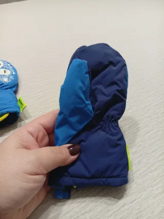 Manoplas Nieve Niños Azul Diseño Erizo