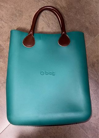 Borsa O bag Teal con manici marroni