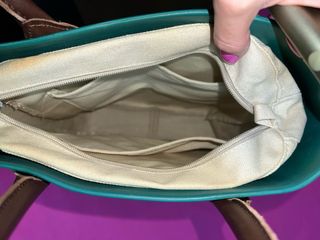 Borsa O bag Teal con manici marroni