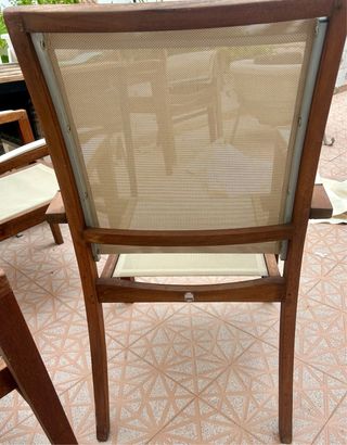 Sillas de exterior de madera y tela