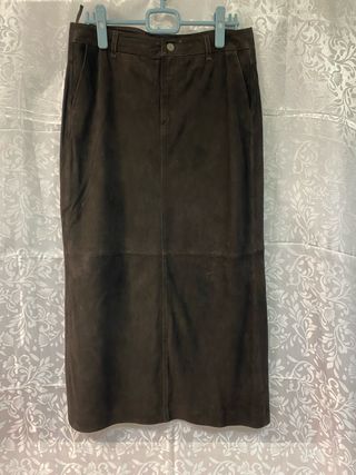 Falda Massimo Dutti Piel Marrón