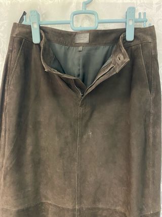 Falda Massimo Dutti Piel Marrón