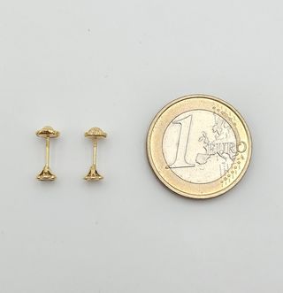 Pendientes de Oro 18K, Flor, Rosca, 0,5gr, 4,5mm