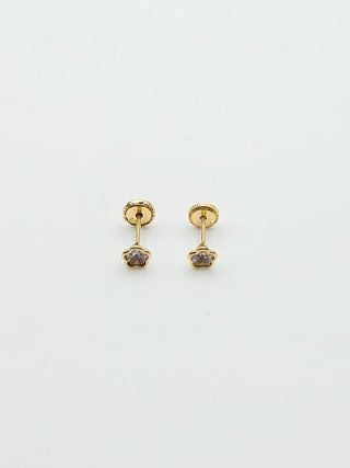 Pendientes de Oro 18K, Flor, Rosca, 0,5gr, 4,5mm