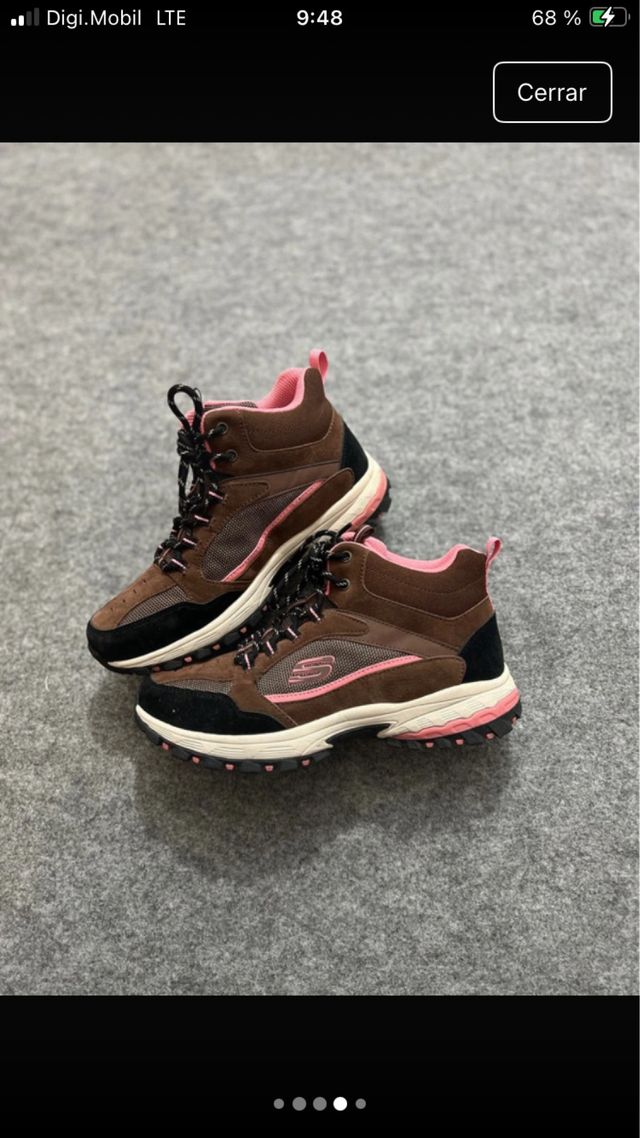 Botas de senderismo Skechers marrones y rosas