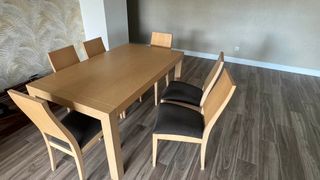 Mesa Comedor Extensible + 6 Sillas Madera