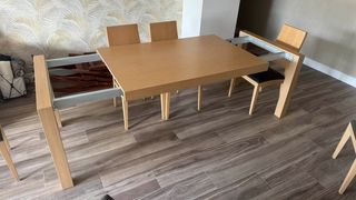 Mesa Comedor Extensible + 6 Sillas Madera