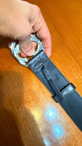 Cintura Gucci Pelle Nera Fibbia Argento