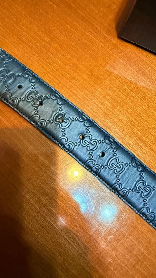 Cintura Gucci Pelle Nera Fibbia Argento