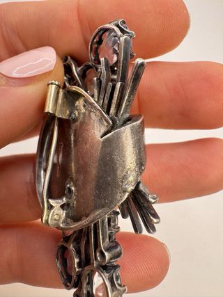 Spilla vintage argento topazio e zaffiri