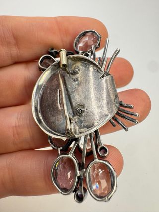 Spilla vintage argento topazio e zaffiri