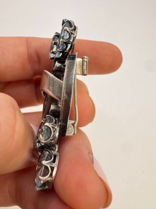 Spilla vintage argento topazio e zaffiri