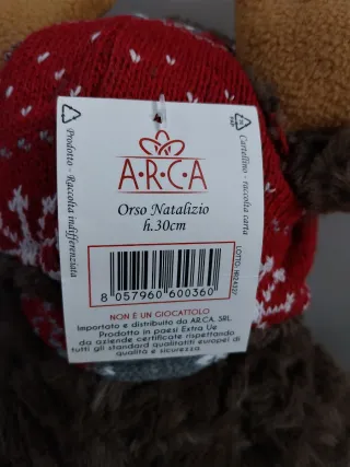 Peluche Orso Natalizio H 30 cm