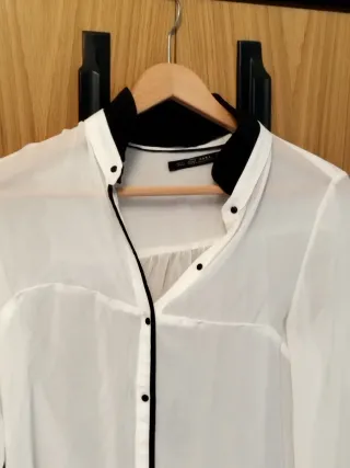 Blusa Zara Blanca Negra Transparente Hiver/France/