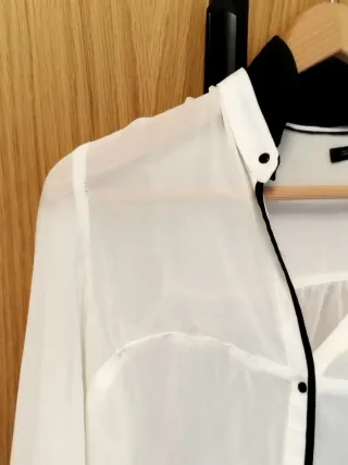 Blusa Zara Blanca Negra Transparente Hiver/France/
